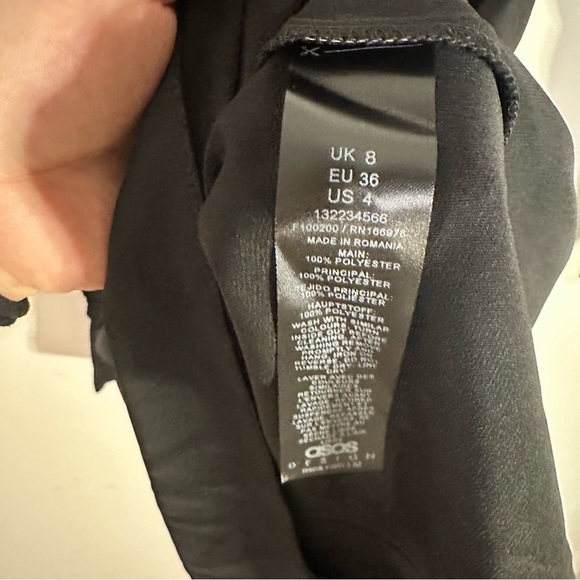 ASOS DESIGN Black Ruched Draped Long Sleeve Mini Dress Party Holiday Size 4 - Picture 8 of 11